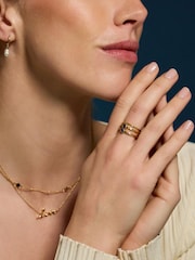 Accessorize Gold Tone 14ct Gold-Plated Stacking Stone Rings 3-Pack - Image 2 of 2