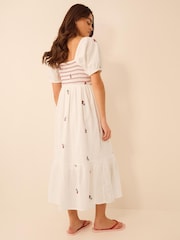 Accessorize Puff Sleeve Cherry Embroidered Midi Dress - תמונה 3 מתוך 4