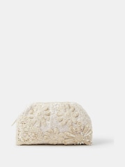 Accessorize Cream Macrame Sequin Clutch Bag - Image 1 of 3