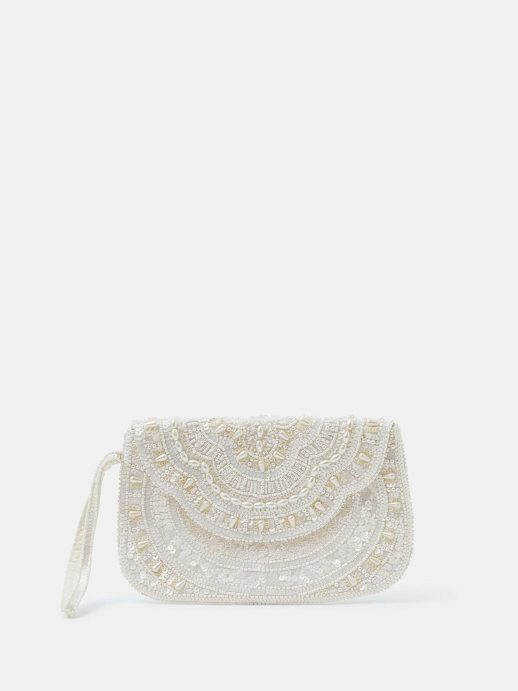 Accessorize Pearl Beaded Clutch Bag - Imaginea 1 din 2