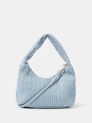 Accessorize Blue Ruched Faux Leather Handbag - Image 1 of 3