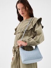 Accessorize Blue Ruched Faux Leather Handbag - Image 3 of 3