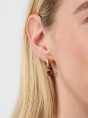 Accessorize Gold Tone Stainless Steel Heart Drop Huggie Hoop Earrings - Image 2 of 2