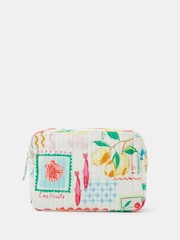 Accessorize White Summer Print Quilted Makeup Bag - Image 1 of 2