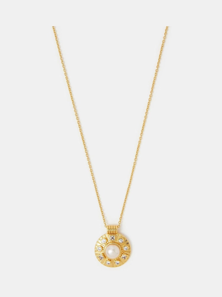 Accessorize 14ct Gold-Plated Pearl Coin Necklace - Imaginea 1 din 1