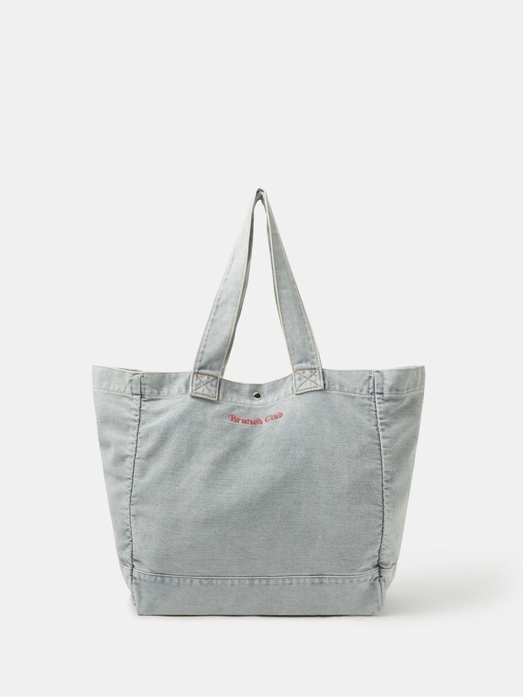 Accessorize Brunch Club Denim Shopper Bag - Imaginea 1 din 3