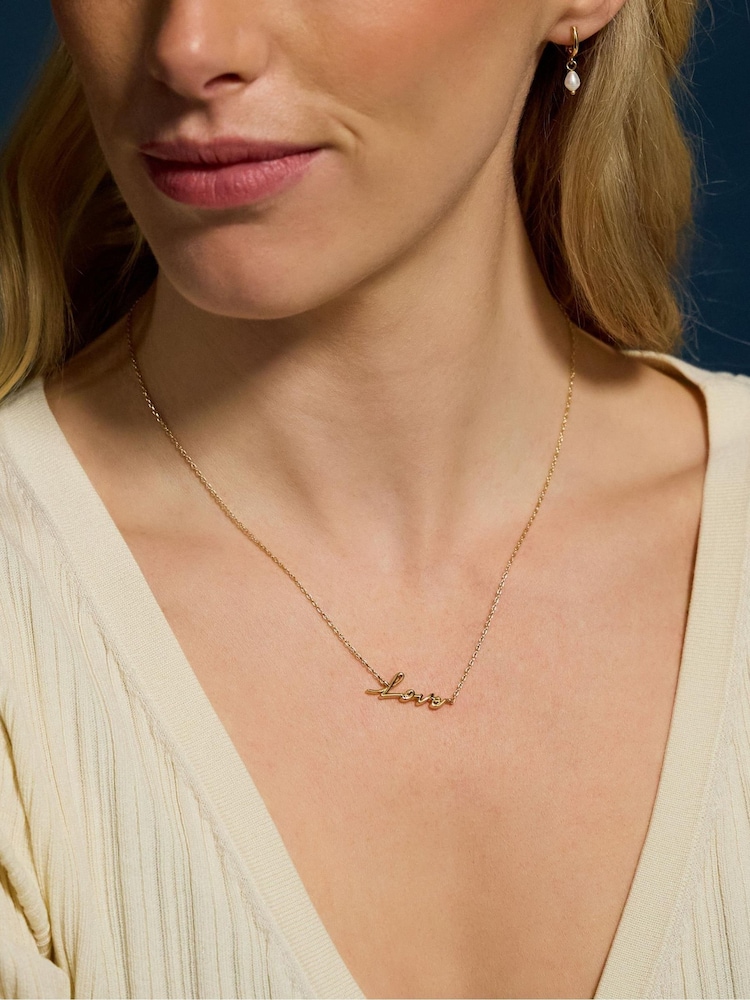 Accessorize 14ct Gold Plated Love Necklace - Image 1 of 2