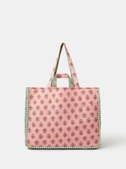 Accessorize Pink Floral Block Print Quilted Shopper Bag - Image 1 of 3