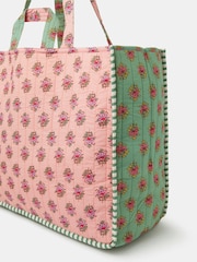 Accessorize Pink Floral Block Print Quilted Shopper Bag - Image 2 of 3