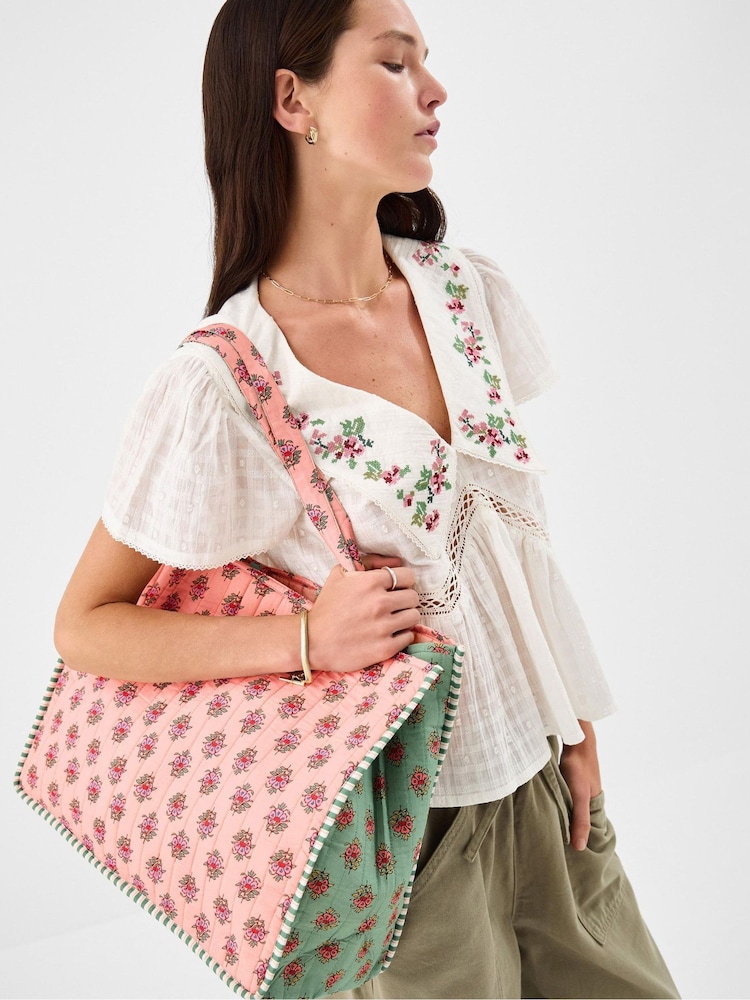Accessorize Pink Floral Block Print Quilted Shopper Bag - Image 3 of 3