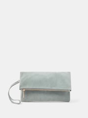 Accessorize Blue Foldover Suede Wristlet Bag - Image 1 of 3