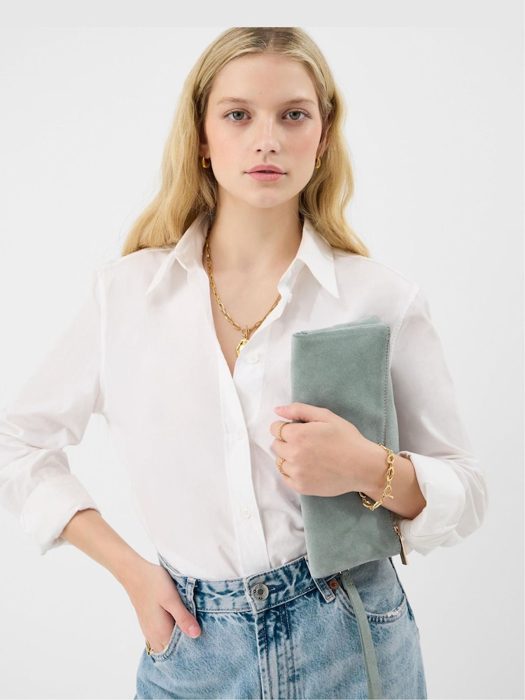 Accessorize Blue Foldover Suede Wristlet Bag - Image 3 of 3