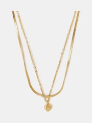 Accessorize Gold 14ct Gold-Plated Heart Pendant Layered Necklace - Image 1 of 2