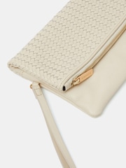 Accessorize Cream Woven Leather Clutch Bag - Image 3 of 3