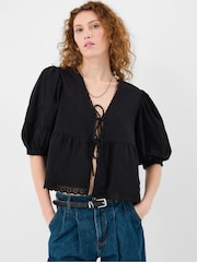 Accessorize Puff Sleeve Tie Front Blouse - Bild 1 von 4