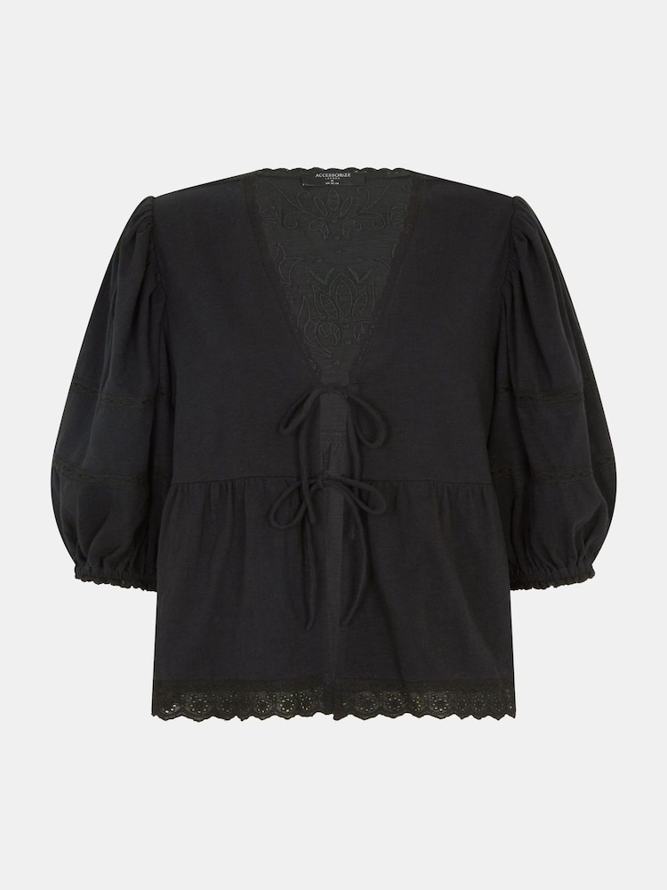 Accessorize Puff Sleeve Tie Front Blouse - Bild 4 von 4