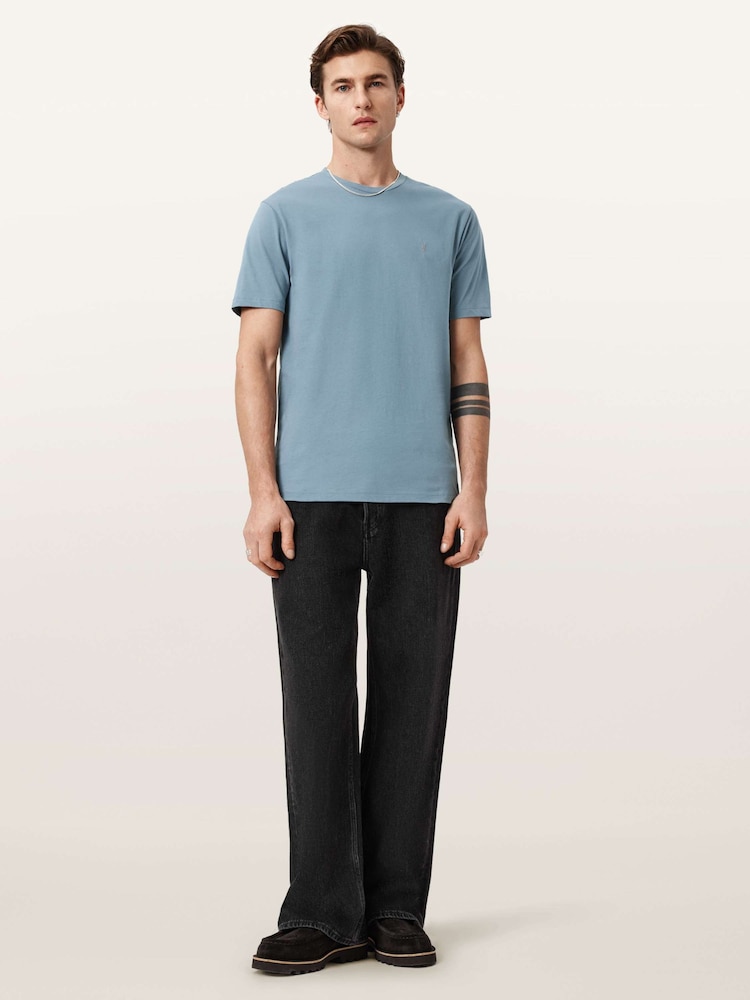 AllSaints Blue Brace Short Sleeve Crew Neck T-Shirt - Image 2 of 6 AllSaints Blue Brace Short Sleeve Crew Neck T-Shirt - Image 2 of 6