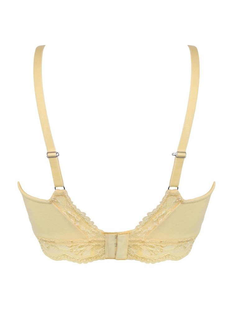 Pour Moi Yellow Love To Lounge Lace And Modal Rib Non Wired Bra - Image 4 of 4