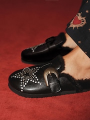 Rockett St George Black Studded Star Footbed Mule Slippers - Image 1 of 3