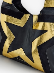 Rockett St George Black & Gold Star Spliced Shoulder Bag - Image 7 of 9