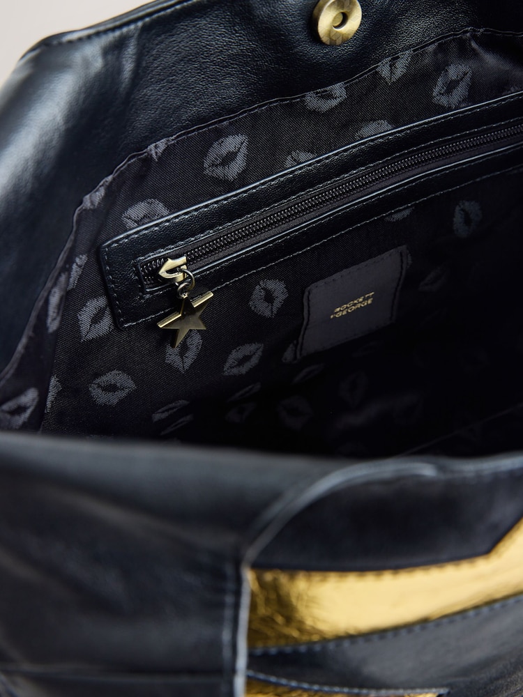 Rockett St George Black & Gold Star Spliced Shoulder Bag - Image 9 of 9
