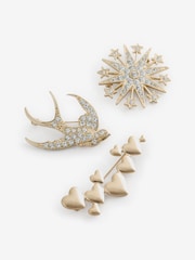 Rockett St George Gold Tone Sparkle Brooches 3 Pack - Image 4 of 7