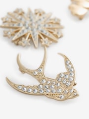 Rockett St George Gold Tone Sparkle Brooches 3 Pack - Image 6 of 7