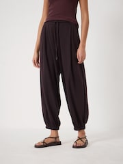Hush Wine Sephy Bubble Hem Jersey Trousers - Image 1 of 5