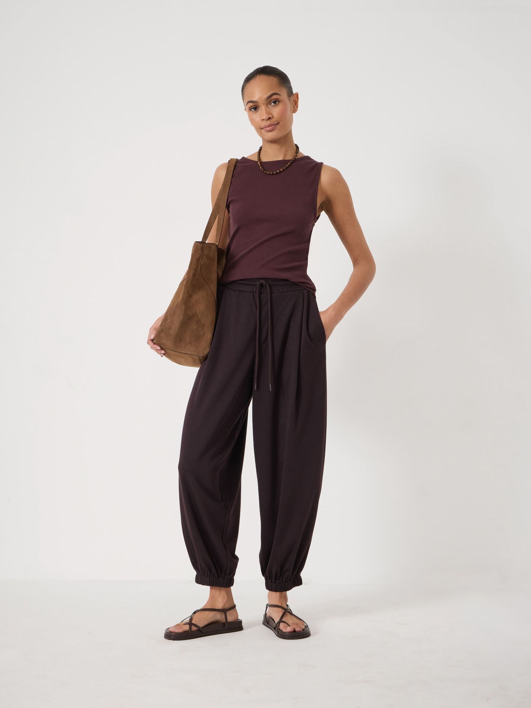 Buy Hush Wine Sephy Bubble Hem Jersey Trousers from the Next UK