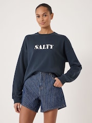 Hush Blue Salty Graphic Washed Sweatshirt - Image 1 of 5