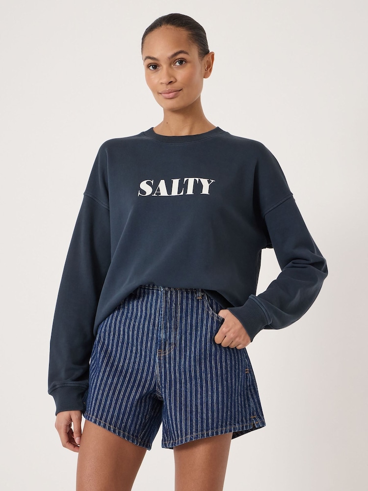 Hush Blue Salty Graphic Washed Sweatshirt - Image 1 of 5