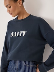 Hush Blue Salty Graphic Washed Sweatshirt - Image 4 of 5