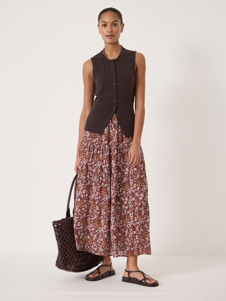 Hush Brown Ayana Button Ribbed Vest - Image 2 of 5