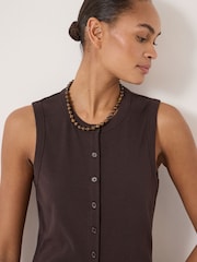 Hush Brown Ayana Button Ribbed Vest - Image 4 of 5