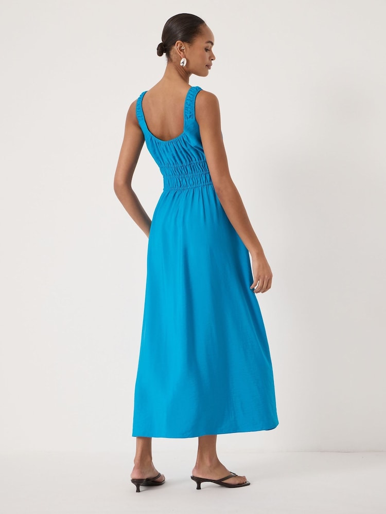 Hush Blue Air Flow Gathered Straps Midi Dress - Image 2 of 5 Hush Blue Air Flow Gathered Straps Midi Dress - Image 2 of 5