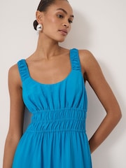 Hush Blue Air Flow Gathered Straps Midi Dress - Image 4 of 5