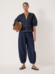 Hush Blue Betty Barrel Sleeve Denim Top - Image 2 of 5