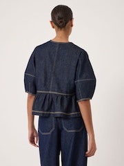 Hush Blue Betty Barrel Sleeve Denim Top - Image 3 of 5