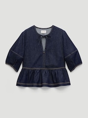 Hush Blue Betty Barrel Sleeve Denim Top - Image 5 of 5