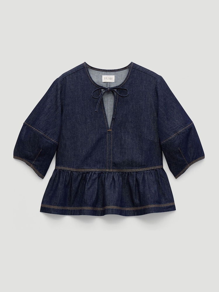 Hush Blue Betty Barrel Sleeve Denim Top - Image 5 of 5