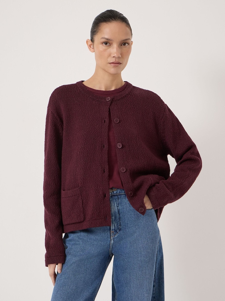 Hush Red Tess Textured Cotton Blend Cardigan - Image 1 of 5