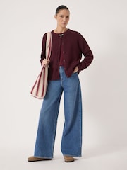 Hush Red Tess Textured Cotton Blend Cardigan - Image 2 of 5