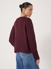 Hush Red Tess Textured Cotton Blend Cardigan - Image 3 of 5