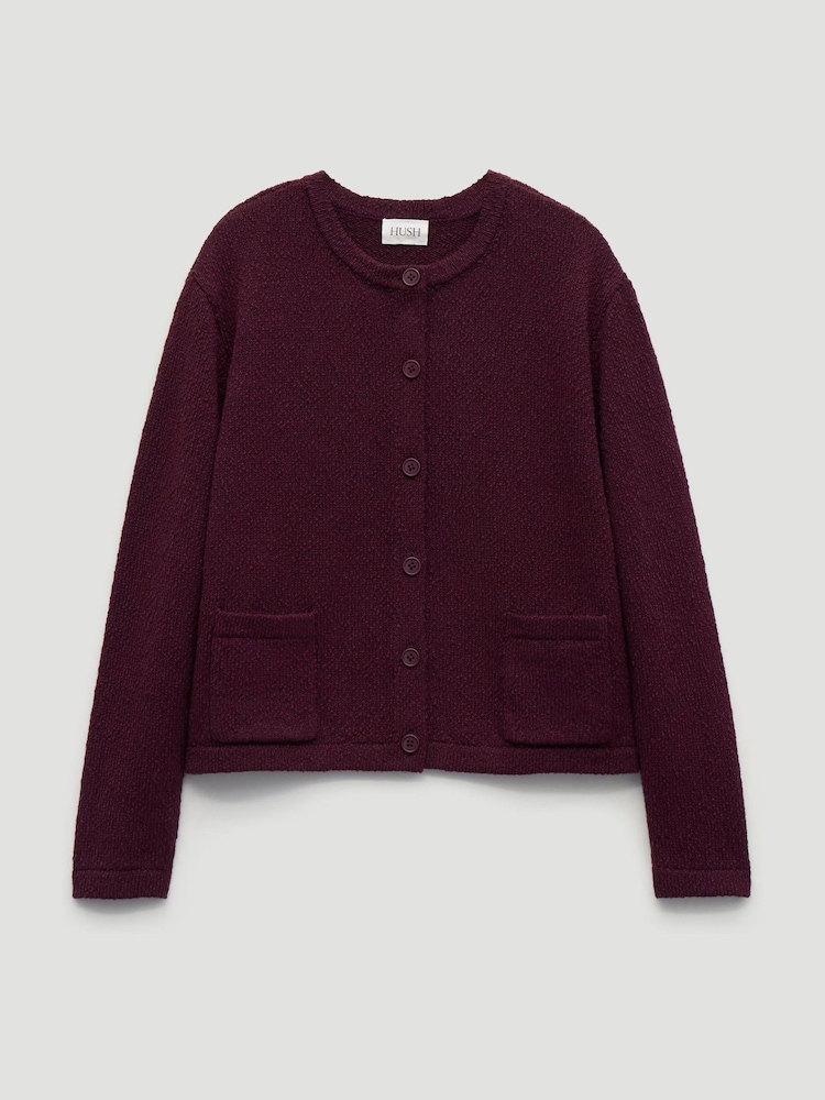 Hush Red Tess Textured Cotton Blend Cardigan - Image 5 of 5