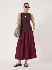 Hush Brown Micah Boat Neck Cotton Ribbed Vest - Image 2 of 5