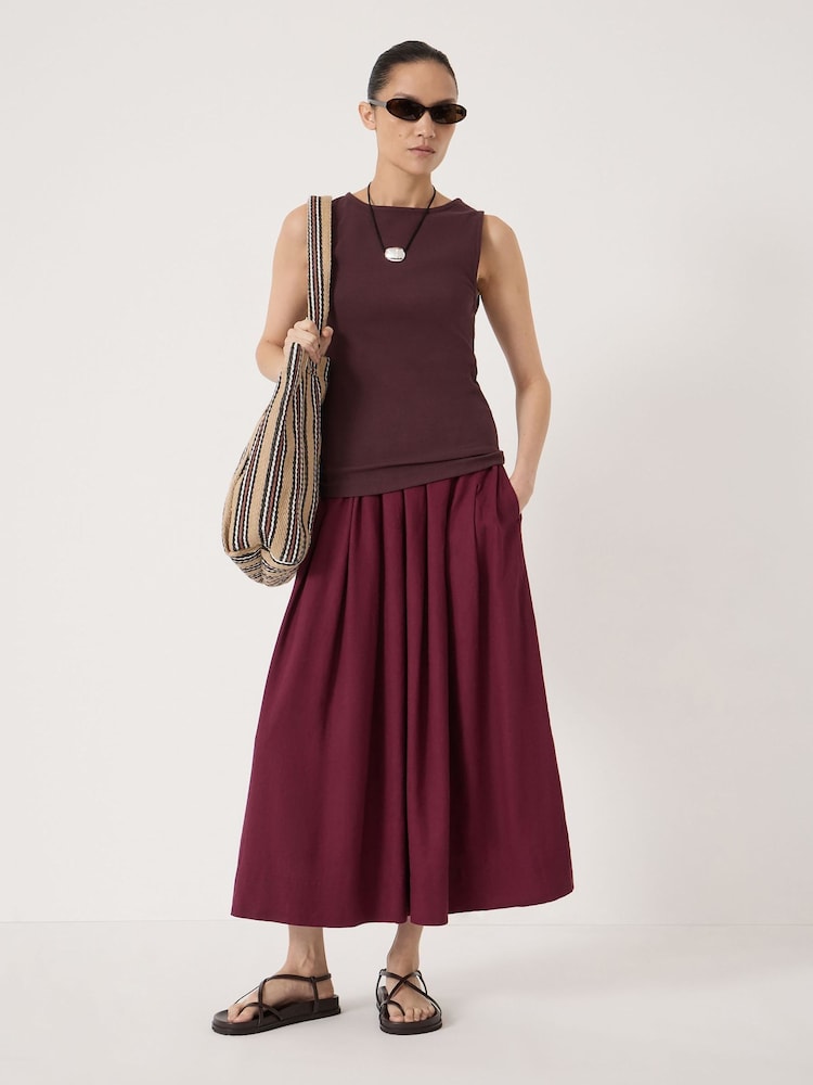 Hush Brown Micah Boat Neck Cotton Ribbed Vest - Image 2 of 5