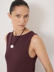 Hush Brown Micah Boat Neck Cotton Ribbed Vest - Image 4 of 5