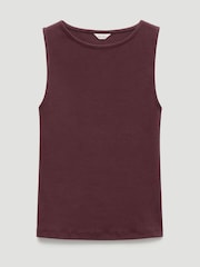 Hush Brown Micah Boat Neck Cotton Ribbed Vest - Image 5 of 5