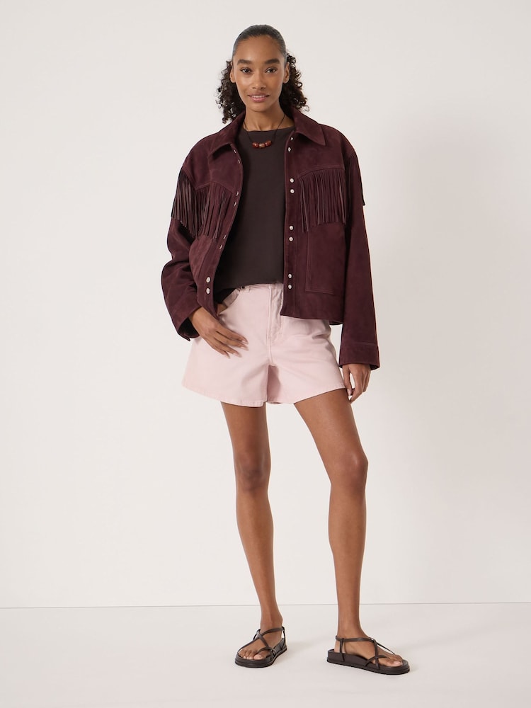 Hush Red Oona Fringe Suede Jacket - Image 2 of 5