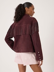 Hush Red Oona Fringe Suede Jacket - Image 3 of 5